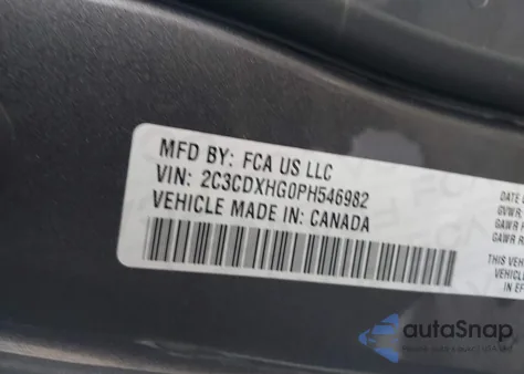 2023 Dodge Charger Gt из США, поврежденный, VIN 2C3CDXHG0PH546982